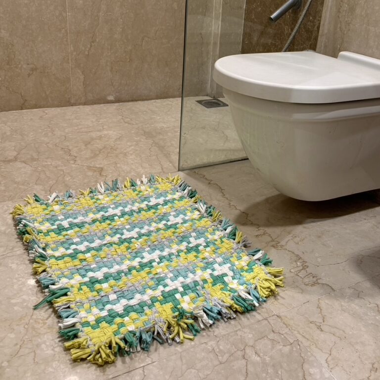 Image of Bathroom Mat / Door Mat / Meditation Mat | Yellow, Green, Grey, White