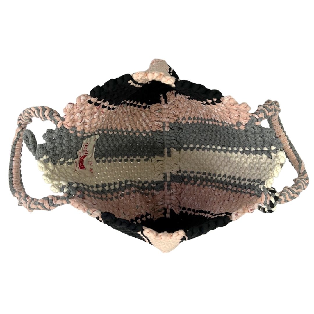Image of Macrame tote-Medium | Black, Baby Pink, Grey, White