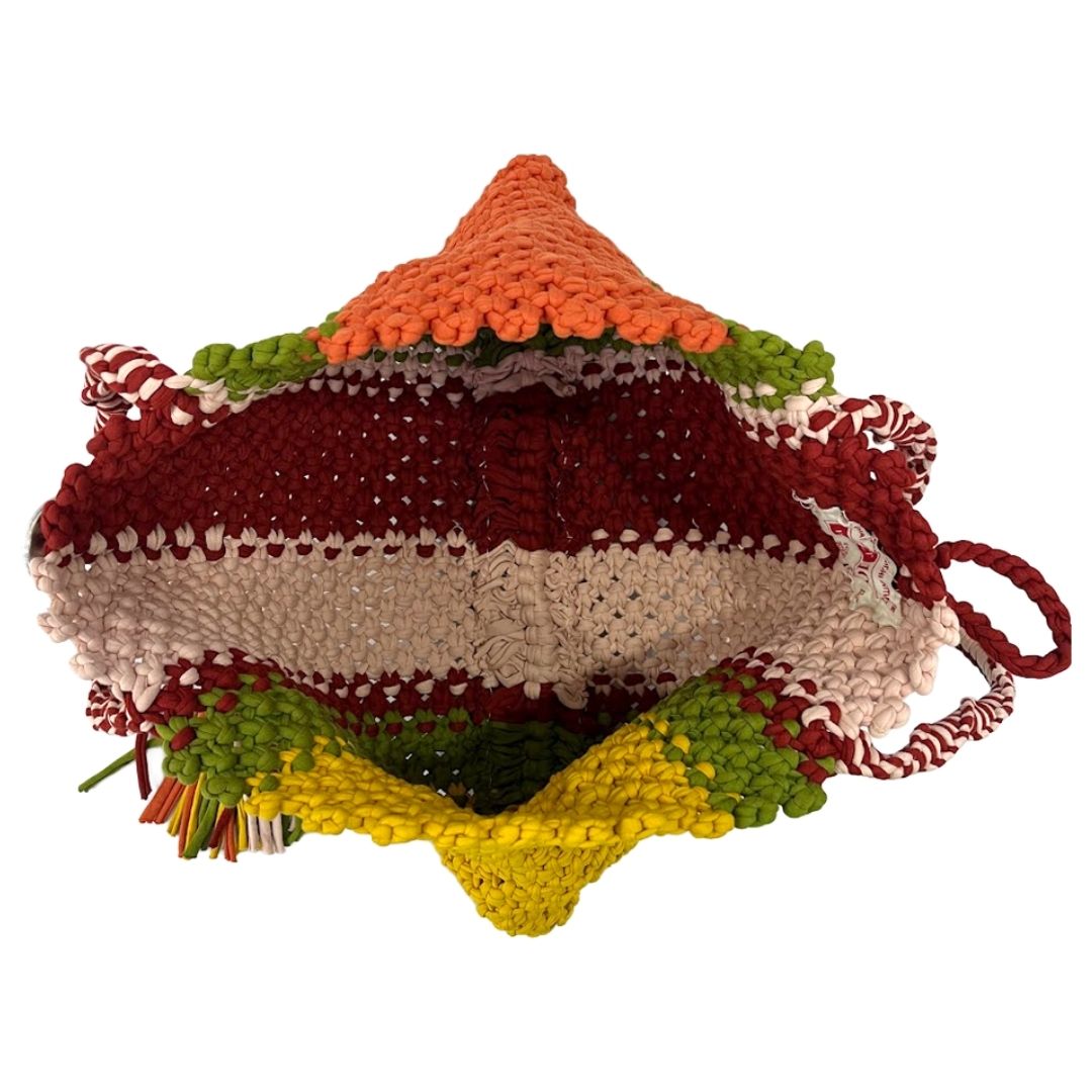 Image of Macrame Tote-Medium | Red, Yellow, Orange, Green