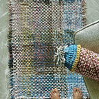 Tassel Floor Rug / Throw Pink, Denim Blue, Brown, Beige, Navy, Off White