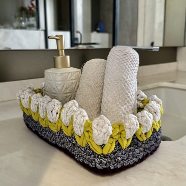Image of Rectangular Flower Basket | Stone Grey, Silver Grey, Burgundy