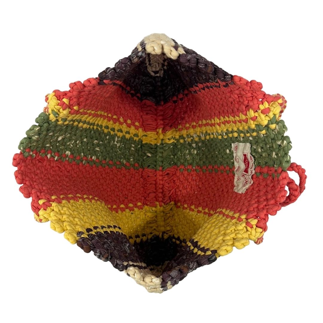 Image of Macrame Tote-Medium | Coral, Green, Yellow, Purple
