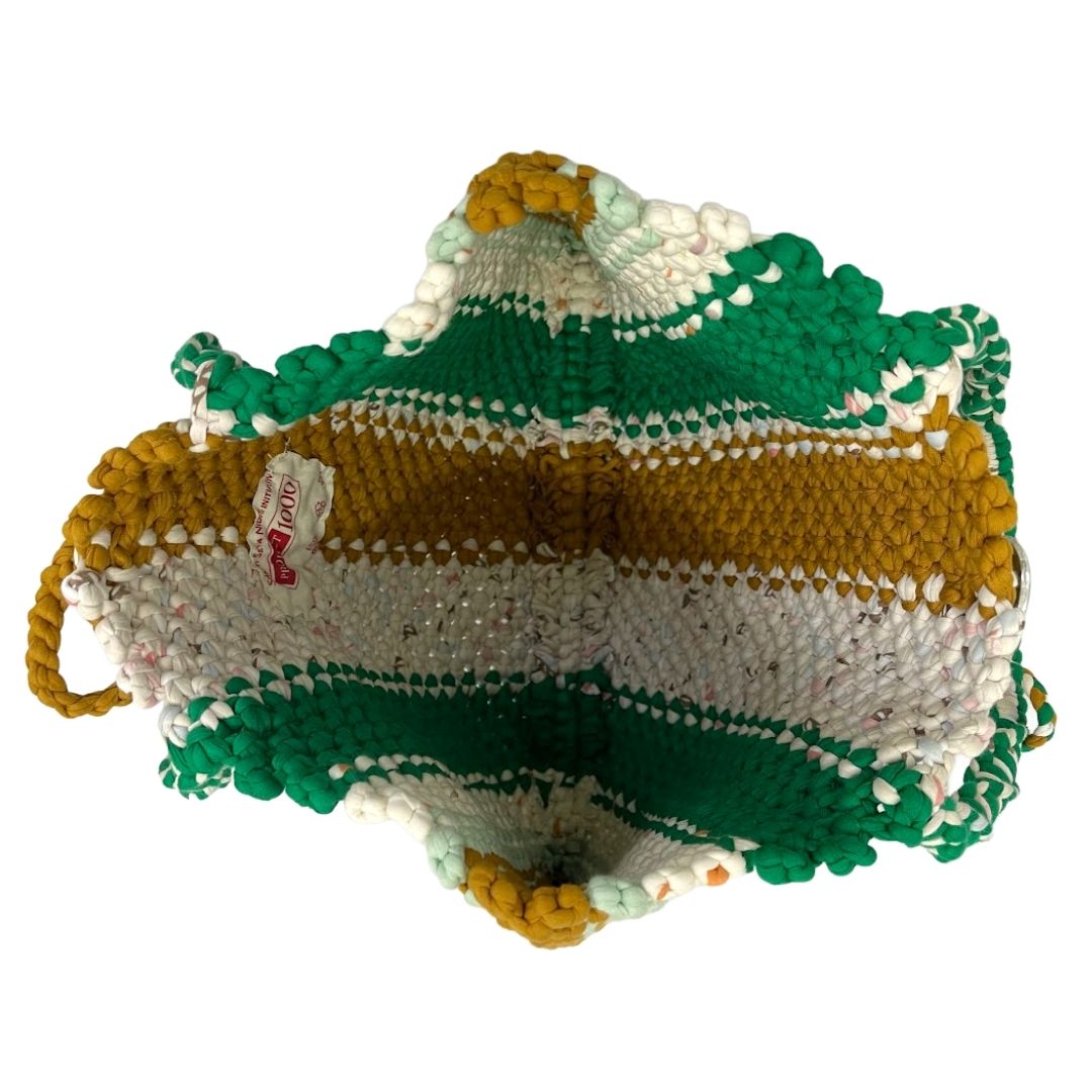Image of Macrame Tote-Medium | Green, Off White, Mustard