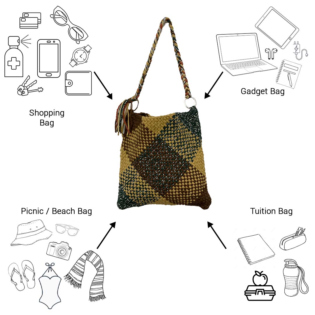 Image of Shoulder Tote Bags Brown Beige Green Color Premium Collection | Shoulder carry