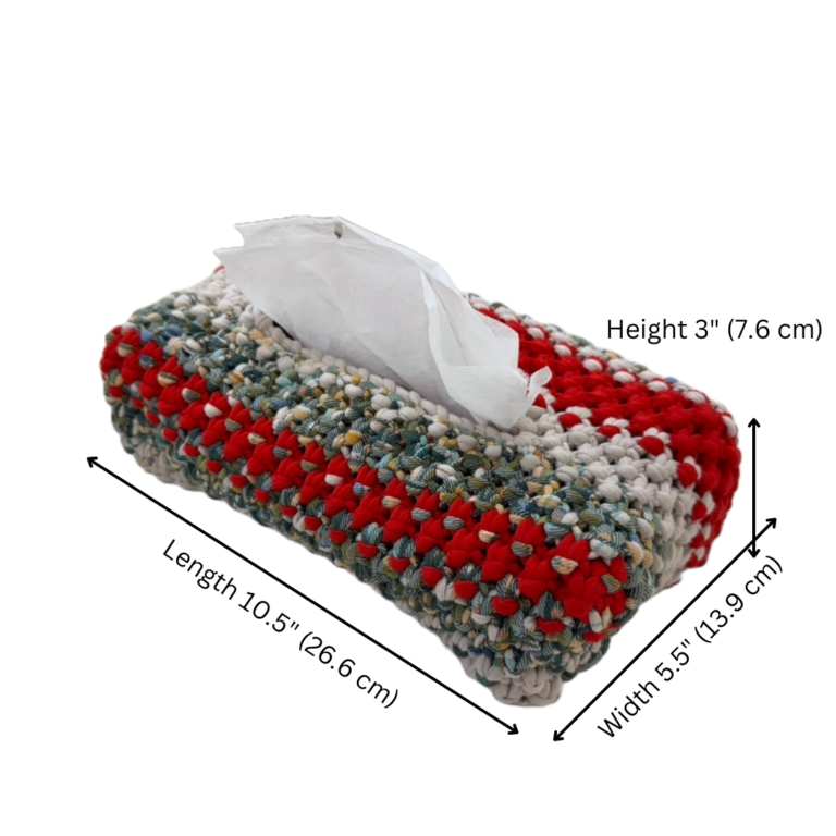 Image of Tissue Box Cover Red Green Grey