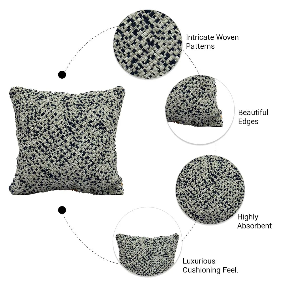 Image of Square Cushion Cover Navy Grey