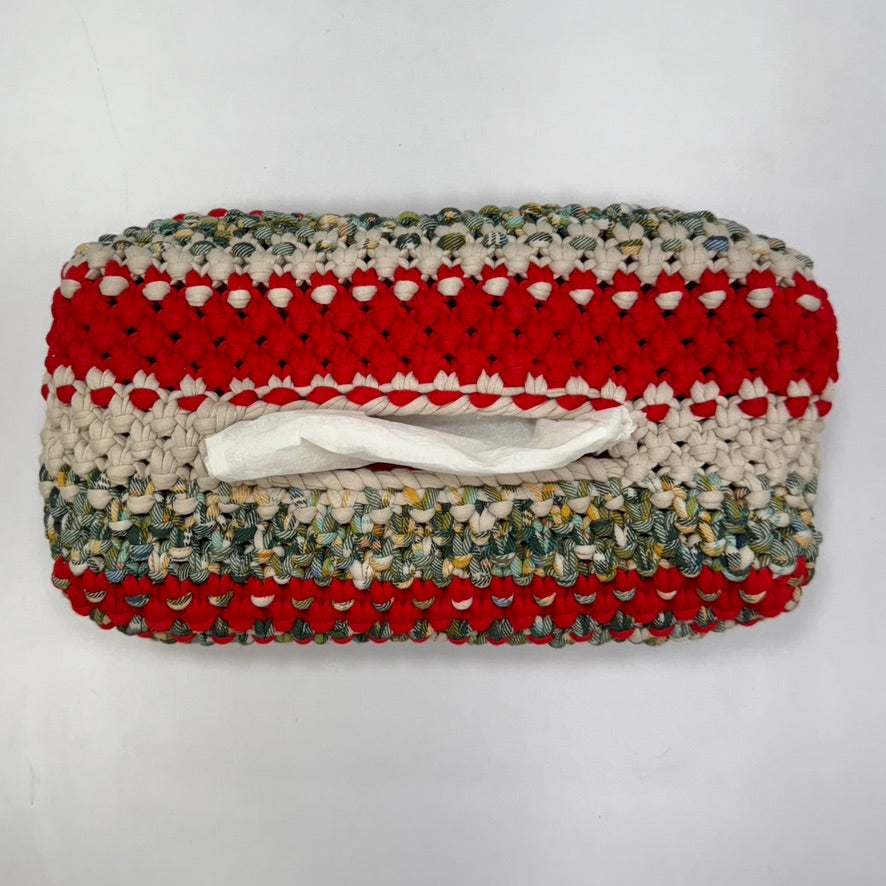 Image of Tissue Box Cover Red Green Grey