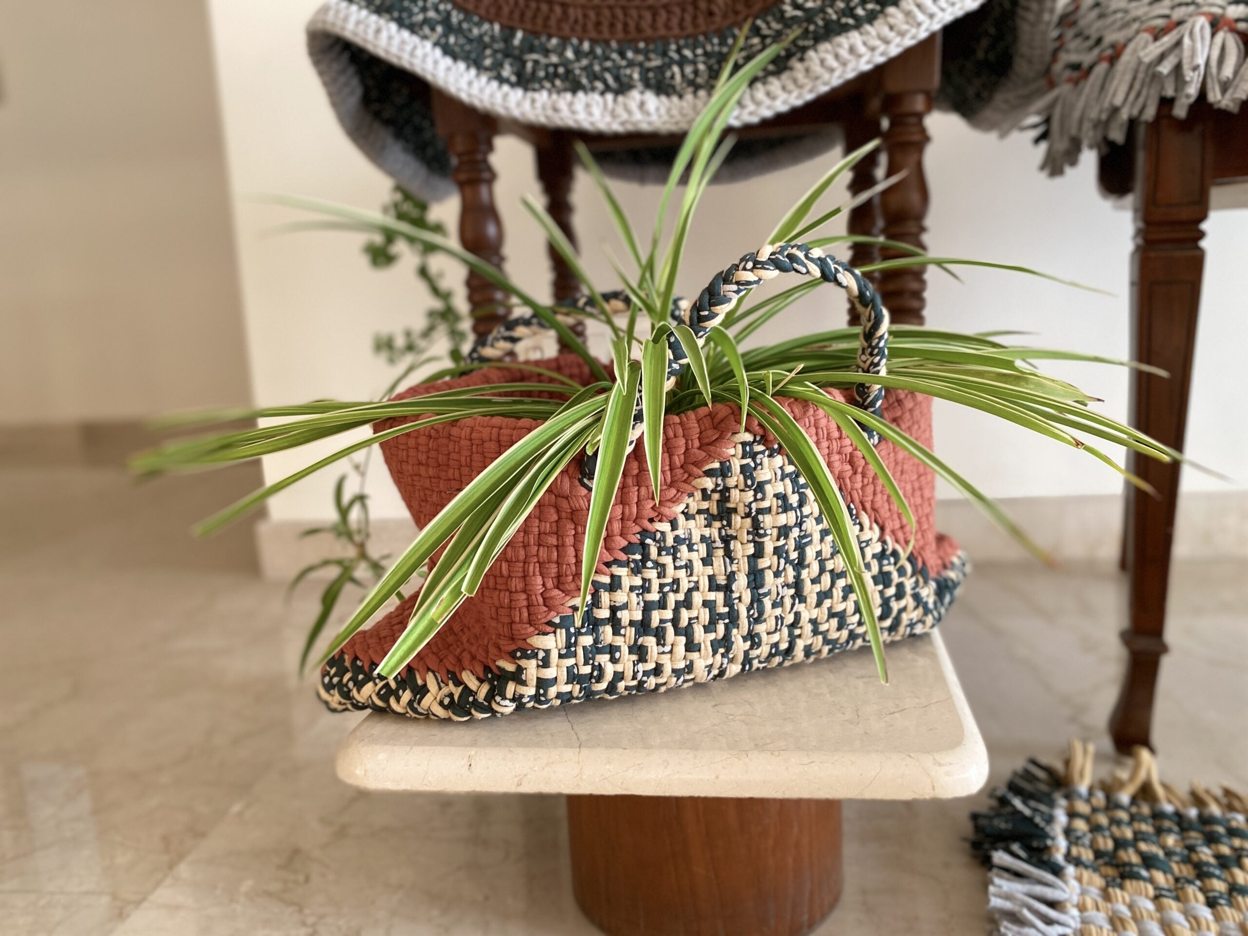 Image of Clutch bag | Planter bag | Size: large | Brown, Green, Beige
