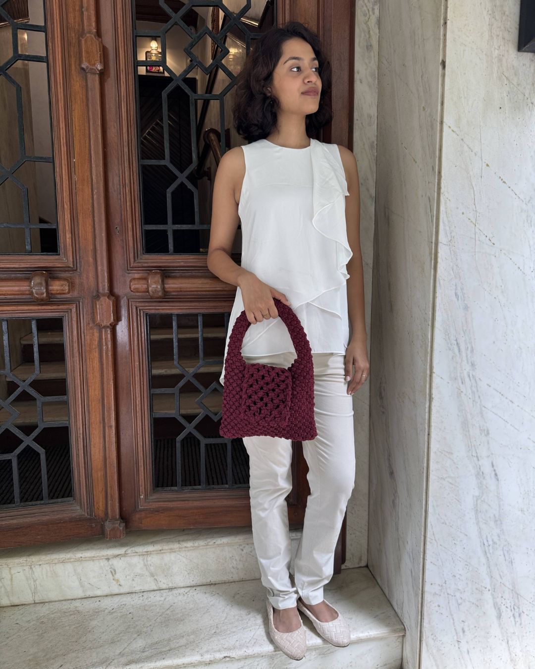 Image of Burgundy Trellis Bag