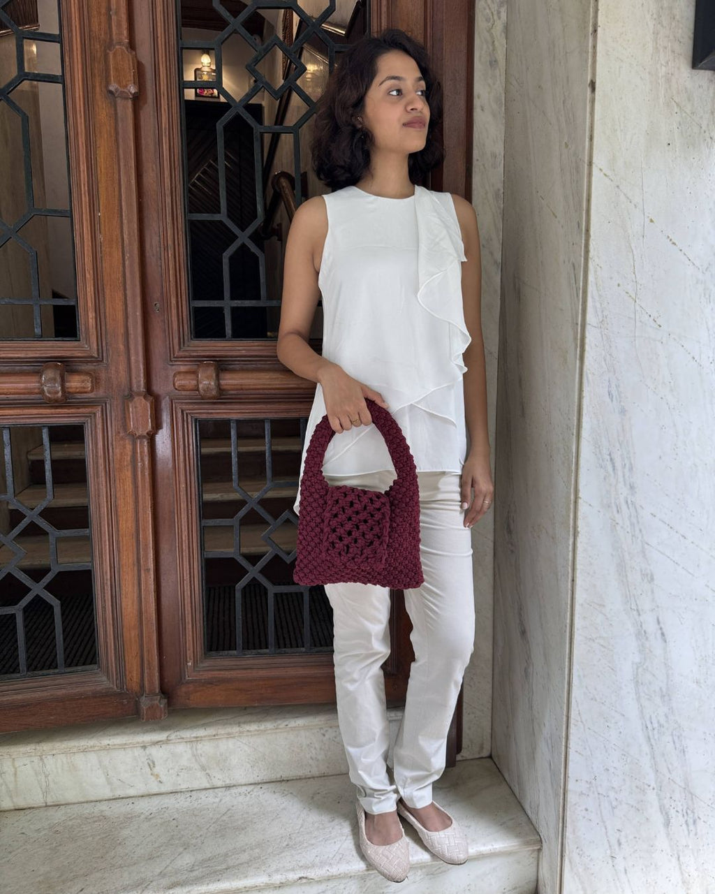 Burgundy Trellis Bag