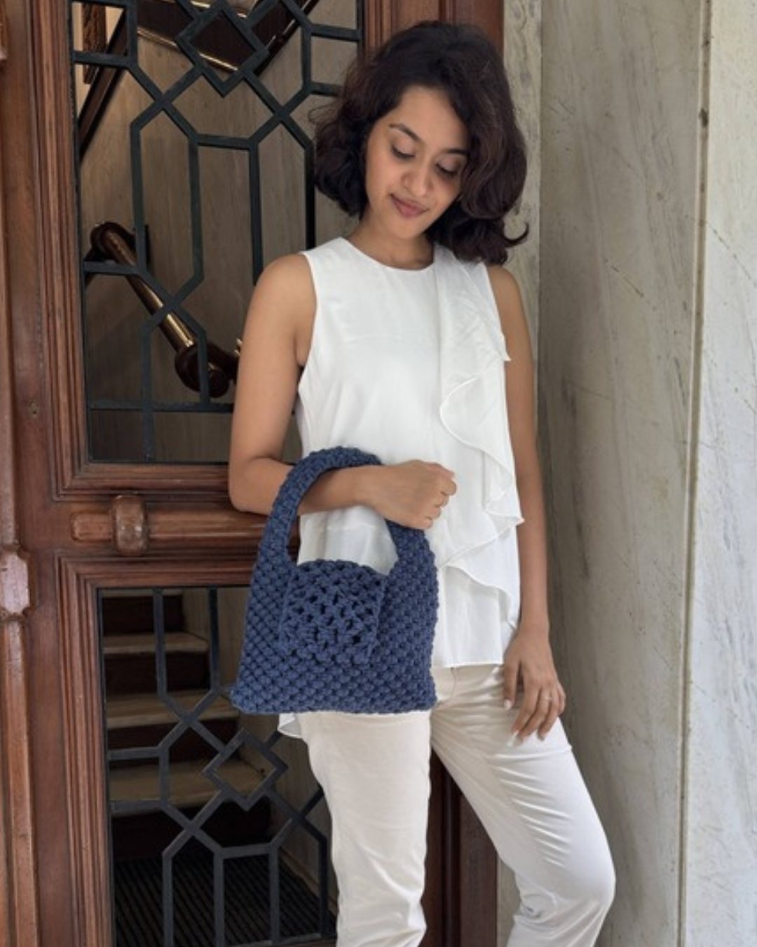 Image of Navy Trellis Bag