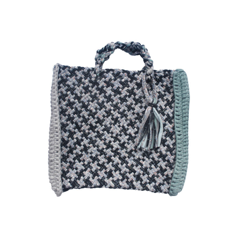 Image of Hand Tote / Tiffin Bags Grey Green Big Check Color | Hand carry