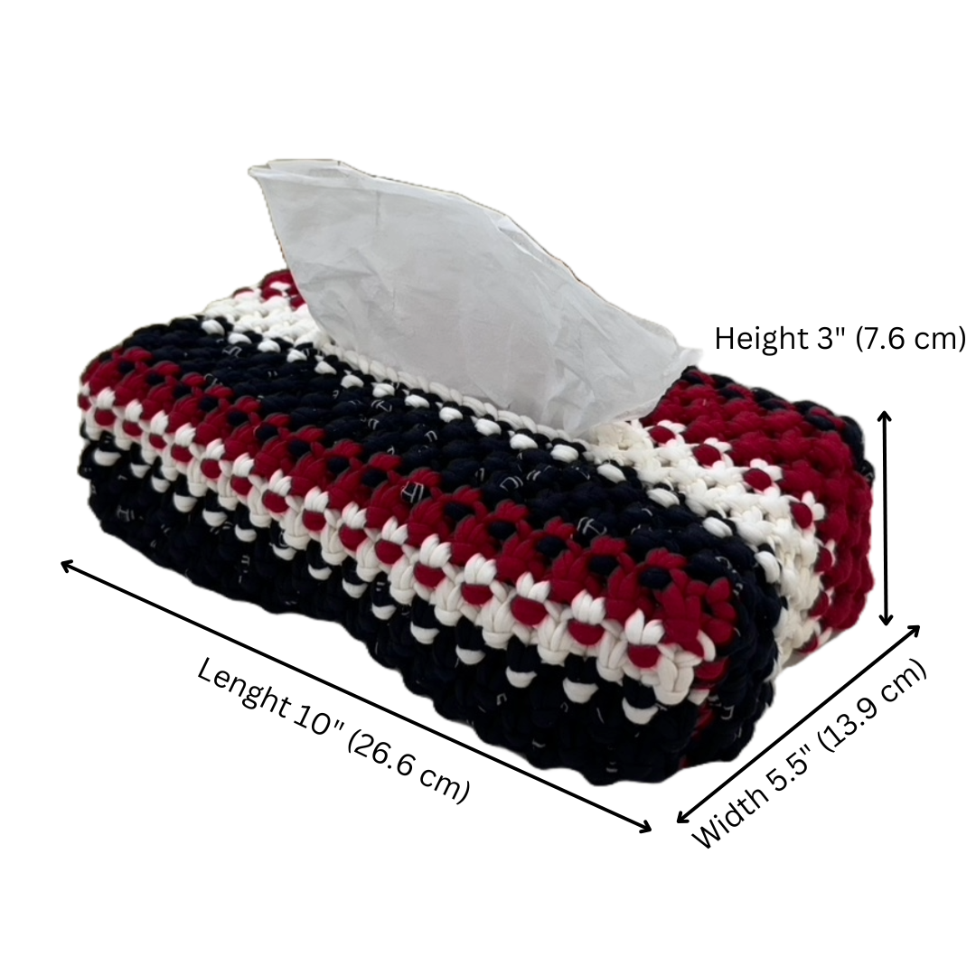 Image of Tissue Box Cover Red Black White