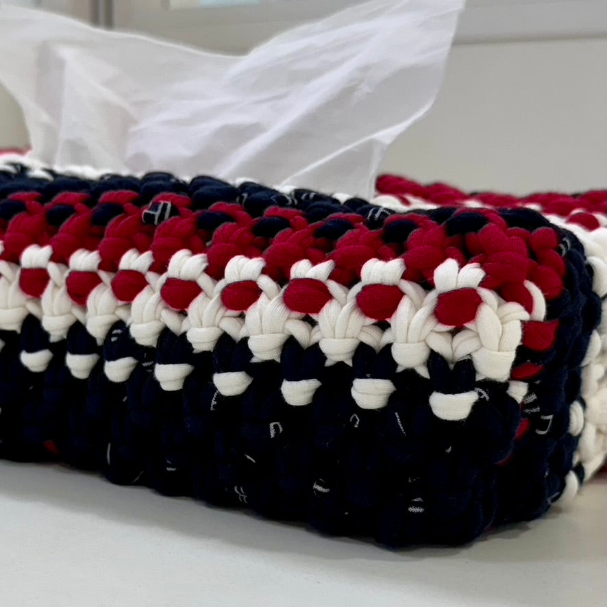 Image of Tissue Box Cover Red Black White