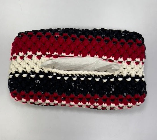 Image of Tissue Box Cover Red Black White