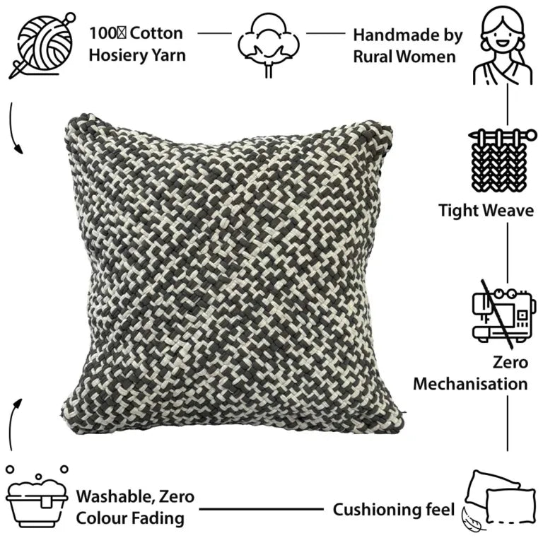 Image of Square Cushion Cover Silver Grey