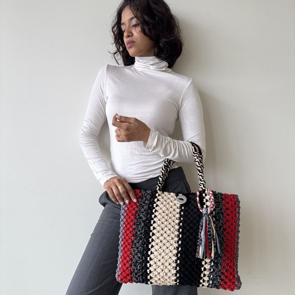 Macrame Tote-Medium | Concrete