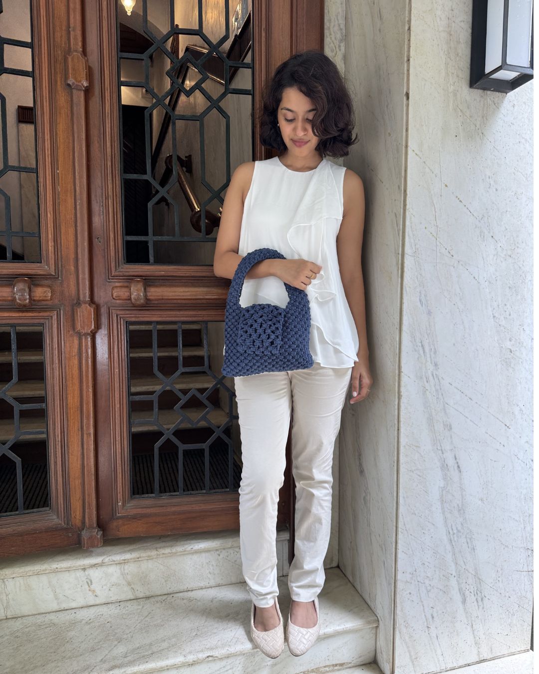 Image of Navy Trellis Bag
