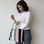 Macrame tote-Medium | Black, Baby Pink, Grey, White