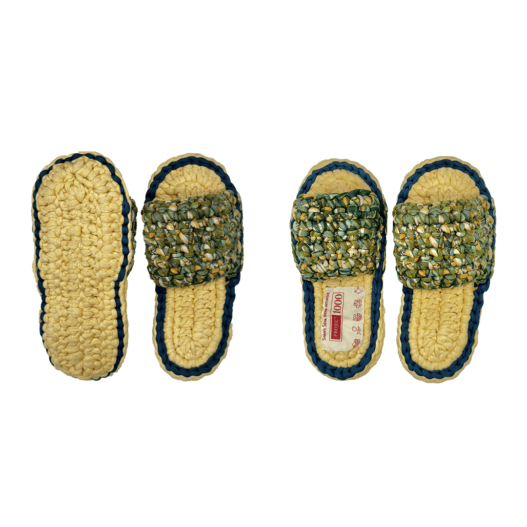 Image of Indoor Slippers Unisex | Light lemon, Green