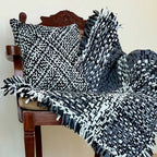 Square Cushion Cover Charcoal Black Silver Grey