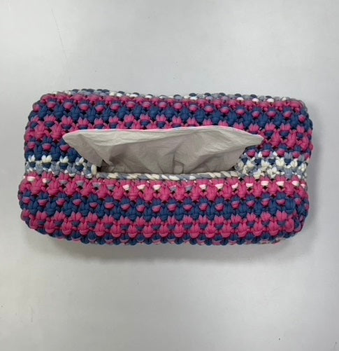 Image of Tissue Box Cover Pink Royal Blue