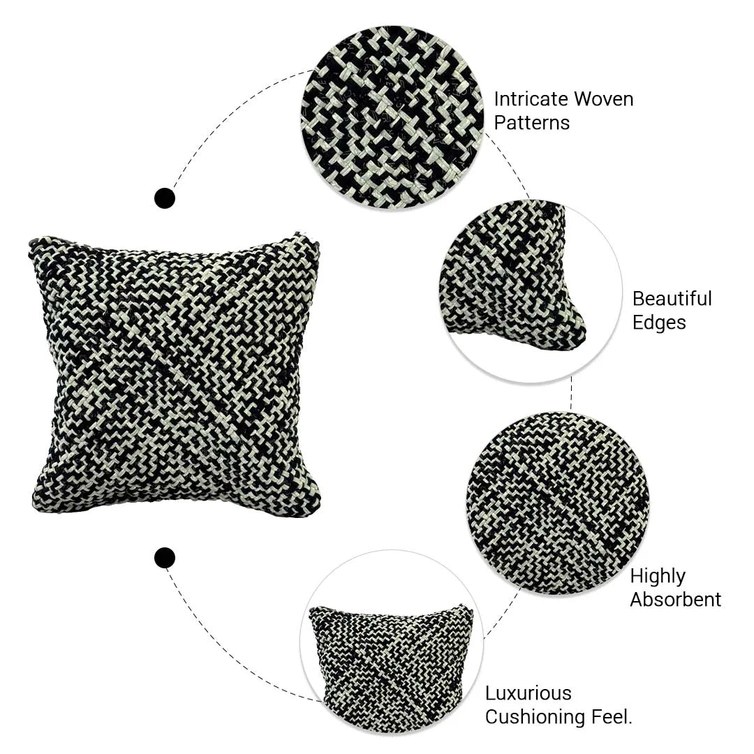 Image of Square Cushion Cover Charcoal Black Silver Grey