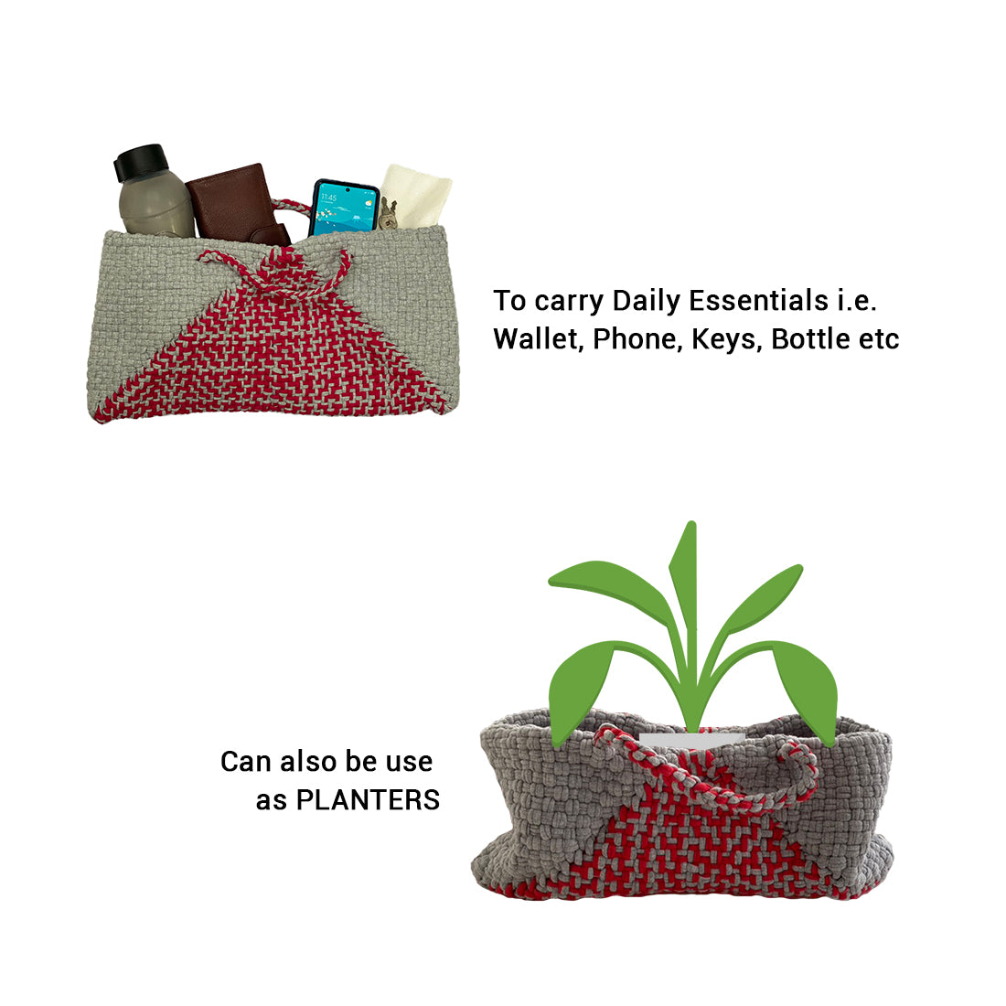Image of Clutch bag | Planter bag | Size: large | Grey, Red
