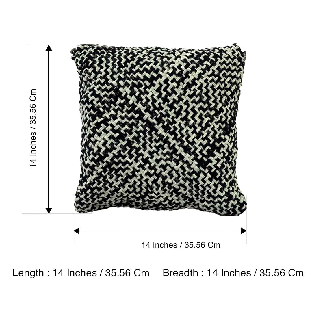 Image of Square Cushion Cover Charcoal Black Silver Grey