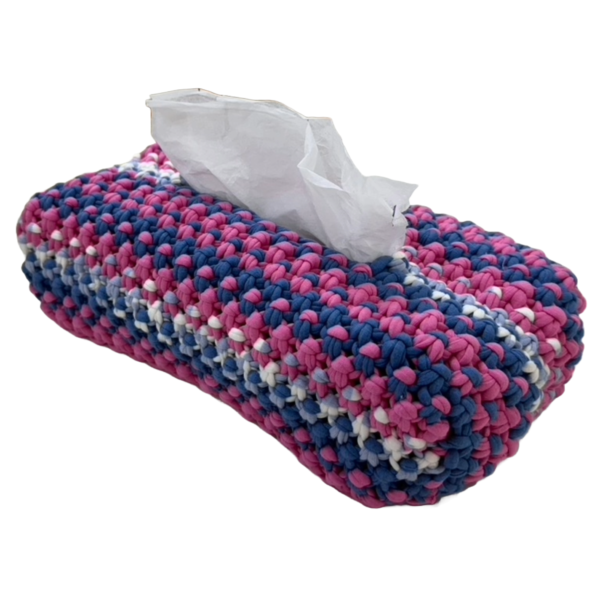Image of Tissue Box Cover Pink Royal Blue