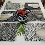 Set of 6 Hand-Woven Square Placemats / Dining Mats Charcoal Grey Silver Grey