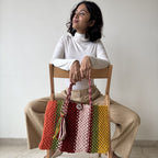 Macrame Tote-Medium | Red, Yellow, Orange, Green