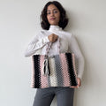 Macrame tote-Medium | Black, Baby Pink, Grey, White