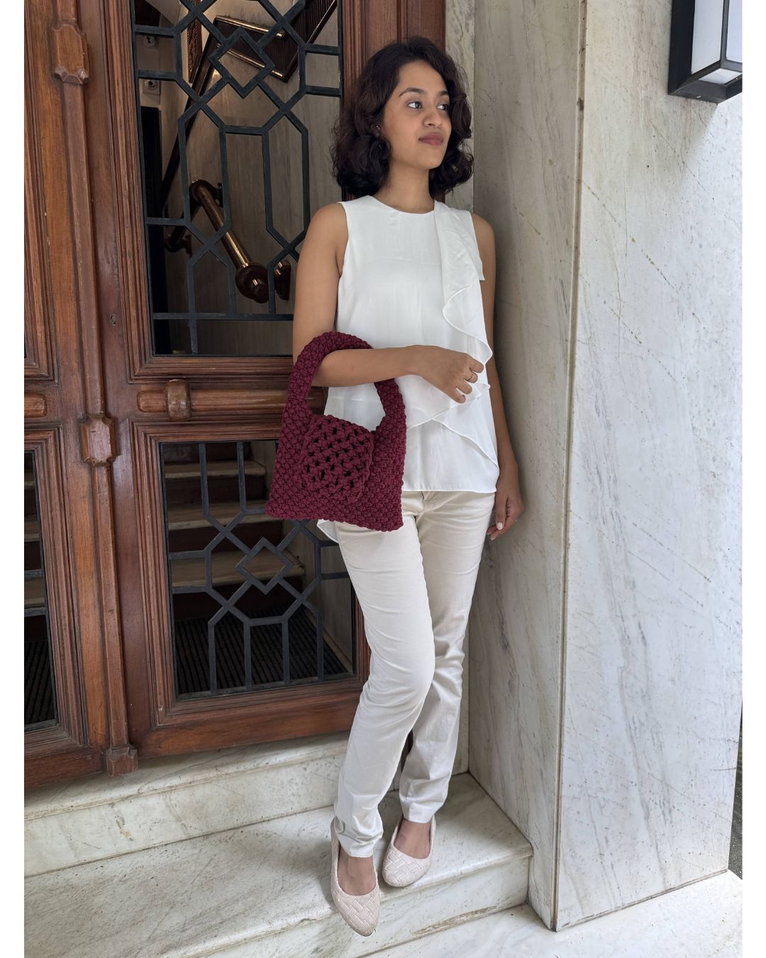 Image of Burgundy Trellis Bag