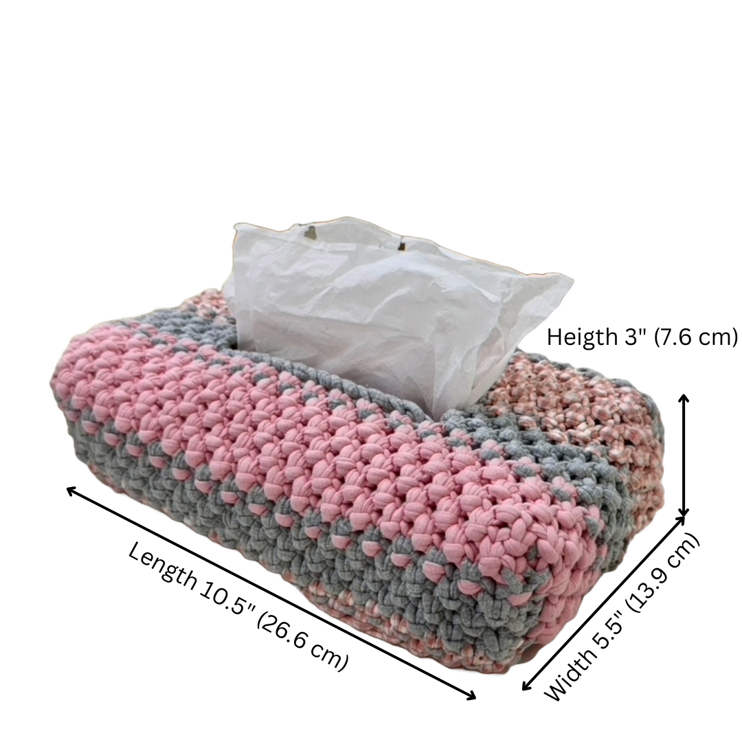 Image of Tissue Box Cover Pink Grey