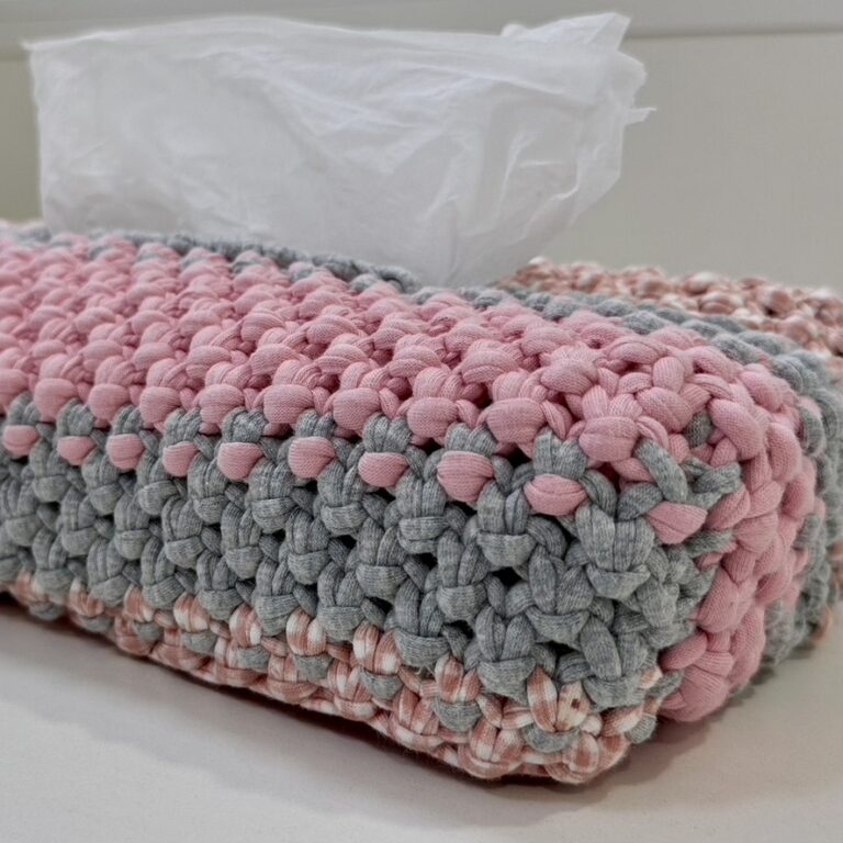 Image of Tissue Box Cover Pink Grey
