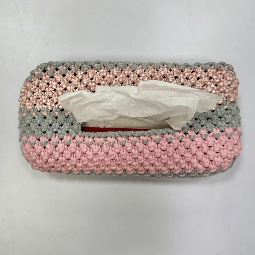 Image of Tissue Box Cover Pink Grey