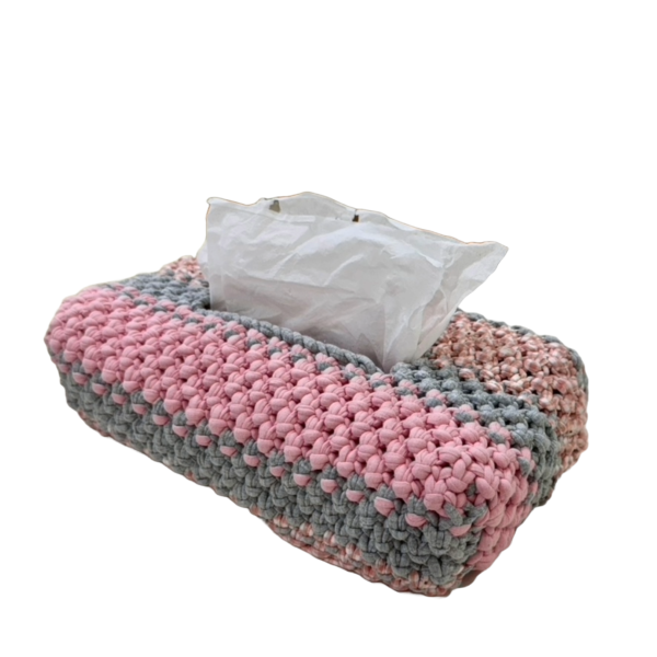 Image of Tissue Box Cover Pink Grey