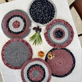 Set of 6 Round Crochet Placemats / Dining Mats Old rose, Grey, Burgundy, Silver grey, Navy