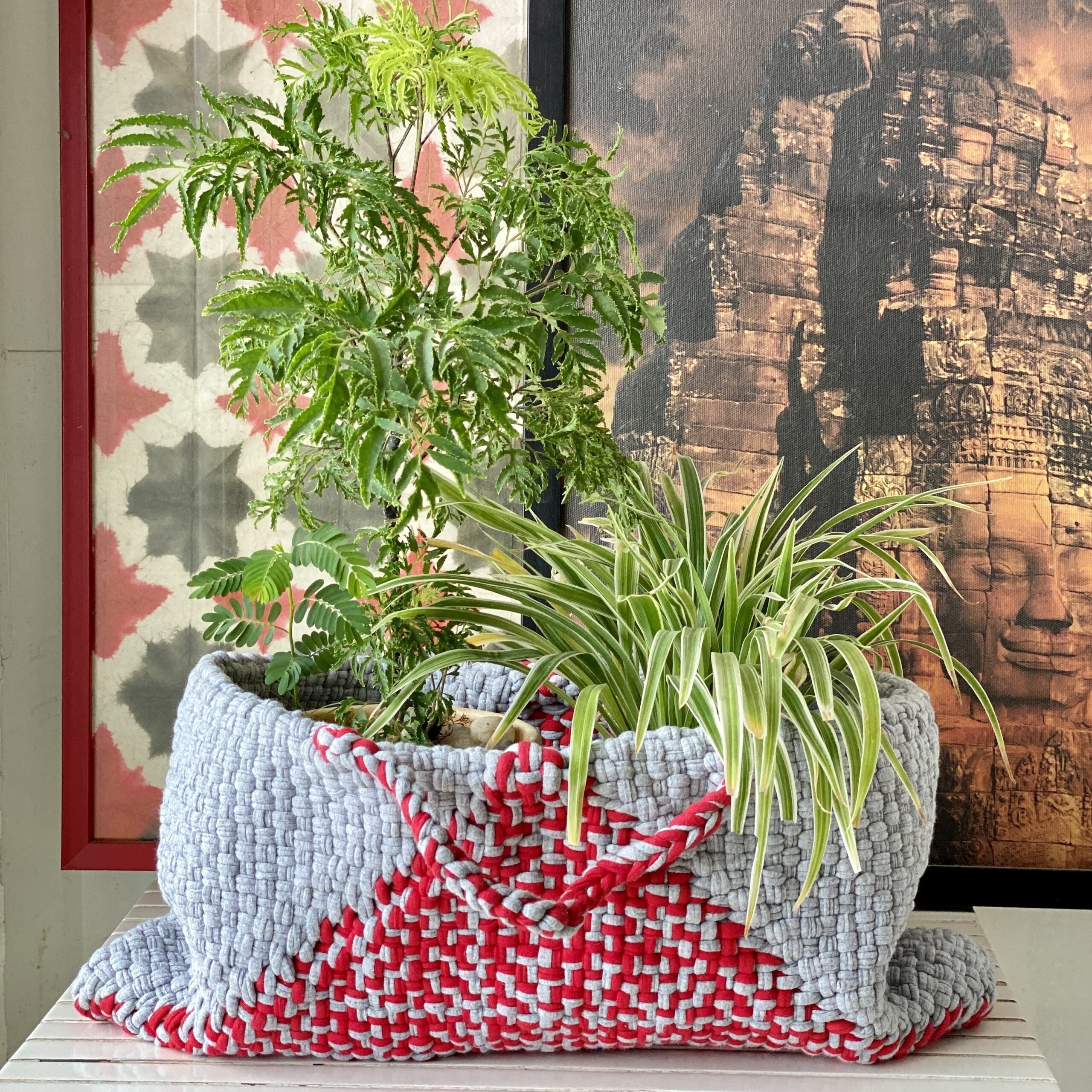 Image of Clutch bag | Planter bag | Size: large | Grey, Red