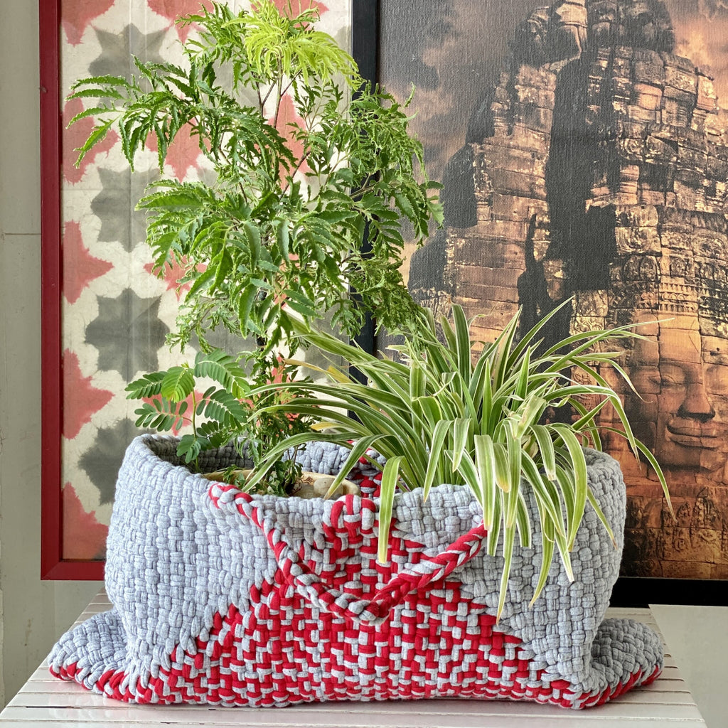 Clutch bag | Planter bag | Size: large | Grey, Red