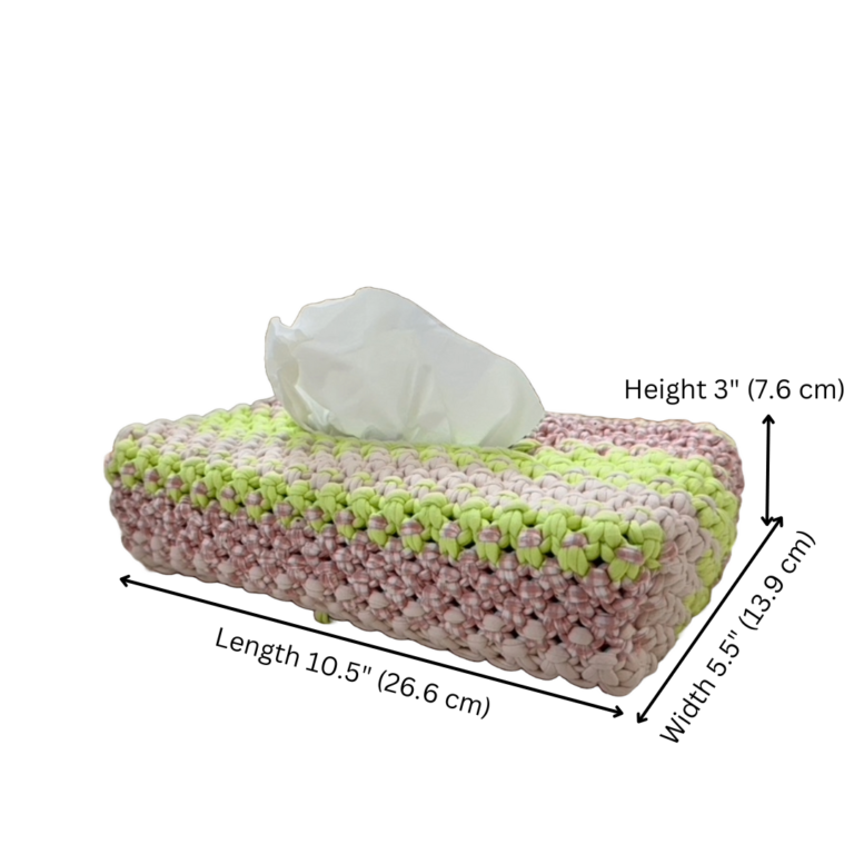 Image of Tissue Box Cover Pink Green Beige