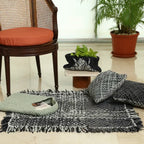 Tassel Floor Rug / Throw Charcoal Grey Silver Grey
