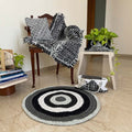 Round Crochet Floor Rug Charcoal Grey Silver Grey