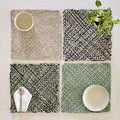 Set of 4 Hand-Woven Square Placemats / Dining Mats Mint Teal Charcoal Silver Grey