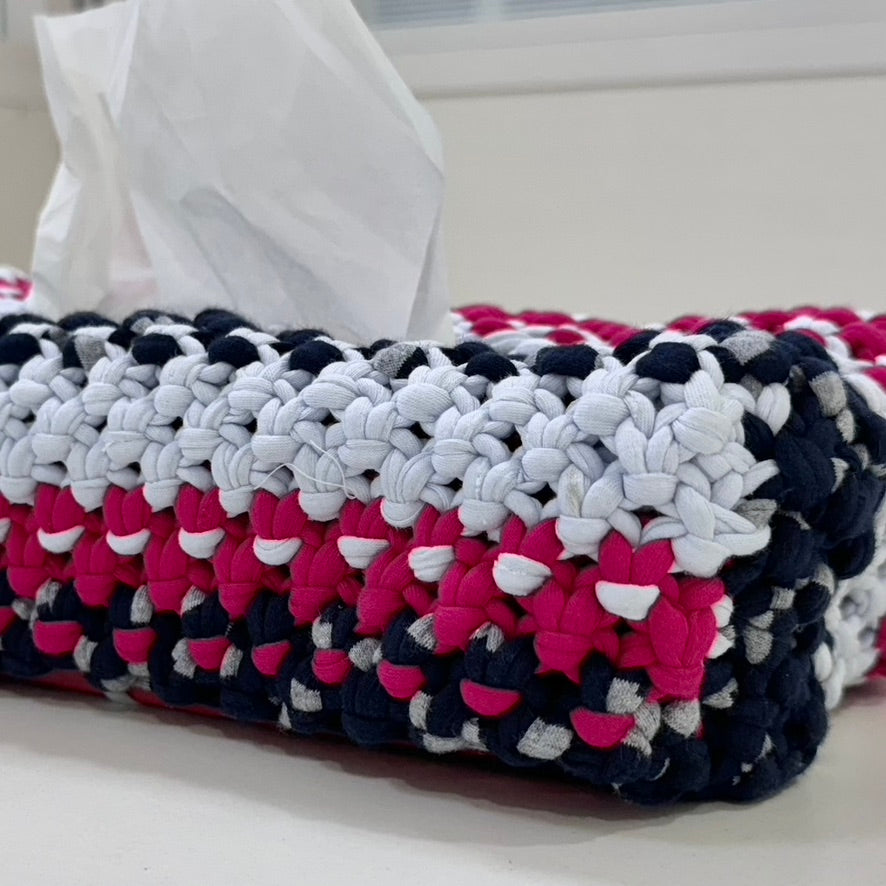 Image of Tissue Box Cover Pink Black Grey
