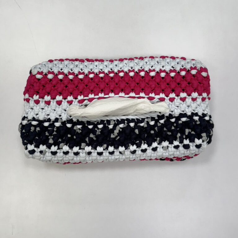 Image of Tissue Box Cover Pink Black Grey