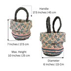 Round Roll-up Basket Blue Off White Pink Grey Premium