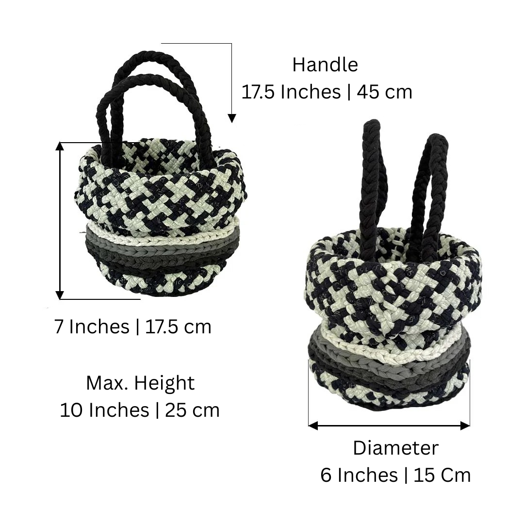 Image of Round Roll-up Basket Charcoal Grey Silver Grey Premium