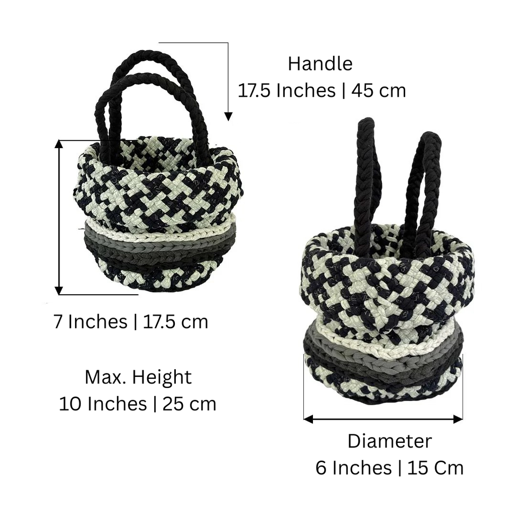 Round Roll-up Basket Charcoal Grey Silver Grey Premium